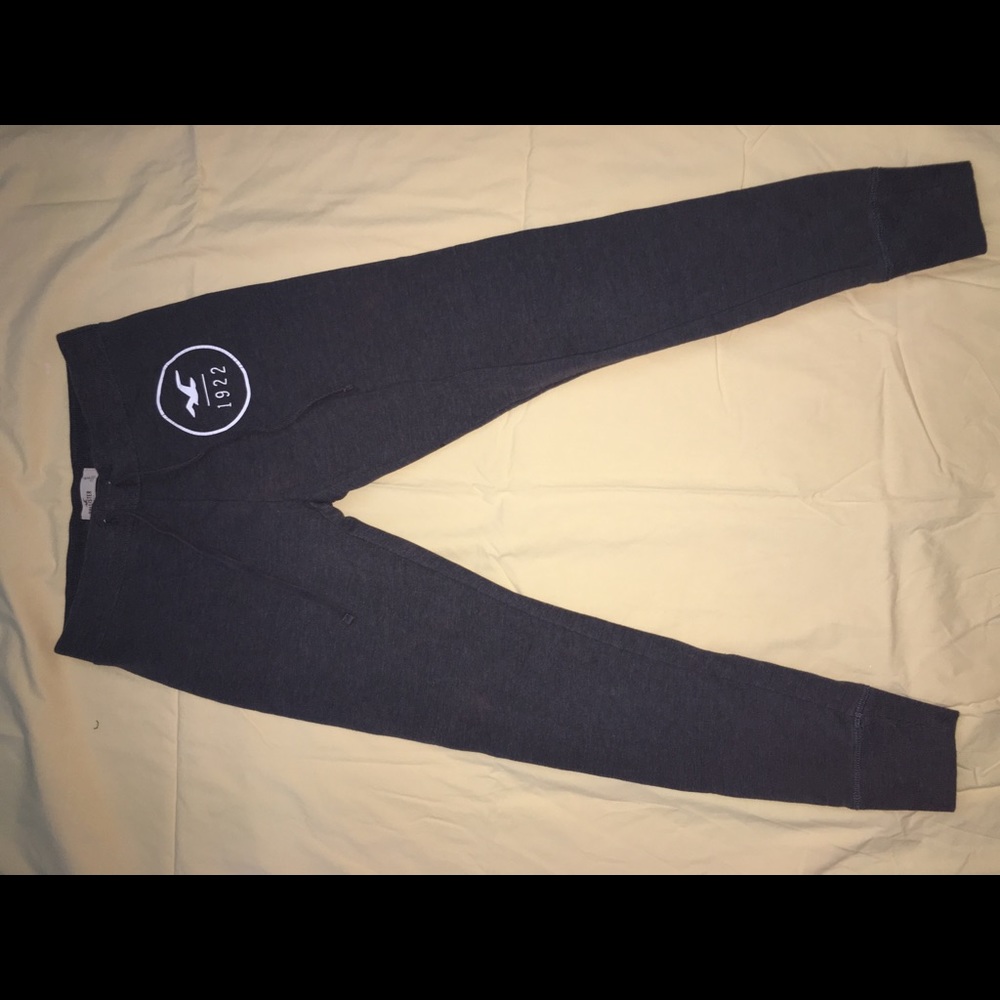 Dark Gray Hollister Joggers with white design